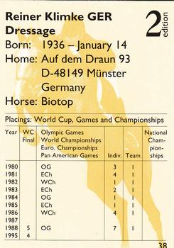 1995 Collect-A-Card Equestrian #38 Reiner Klimke / Biotop Back